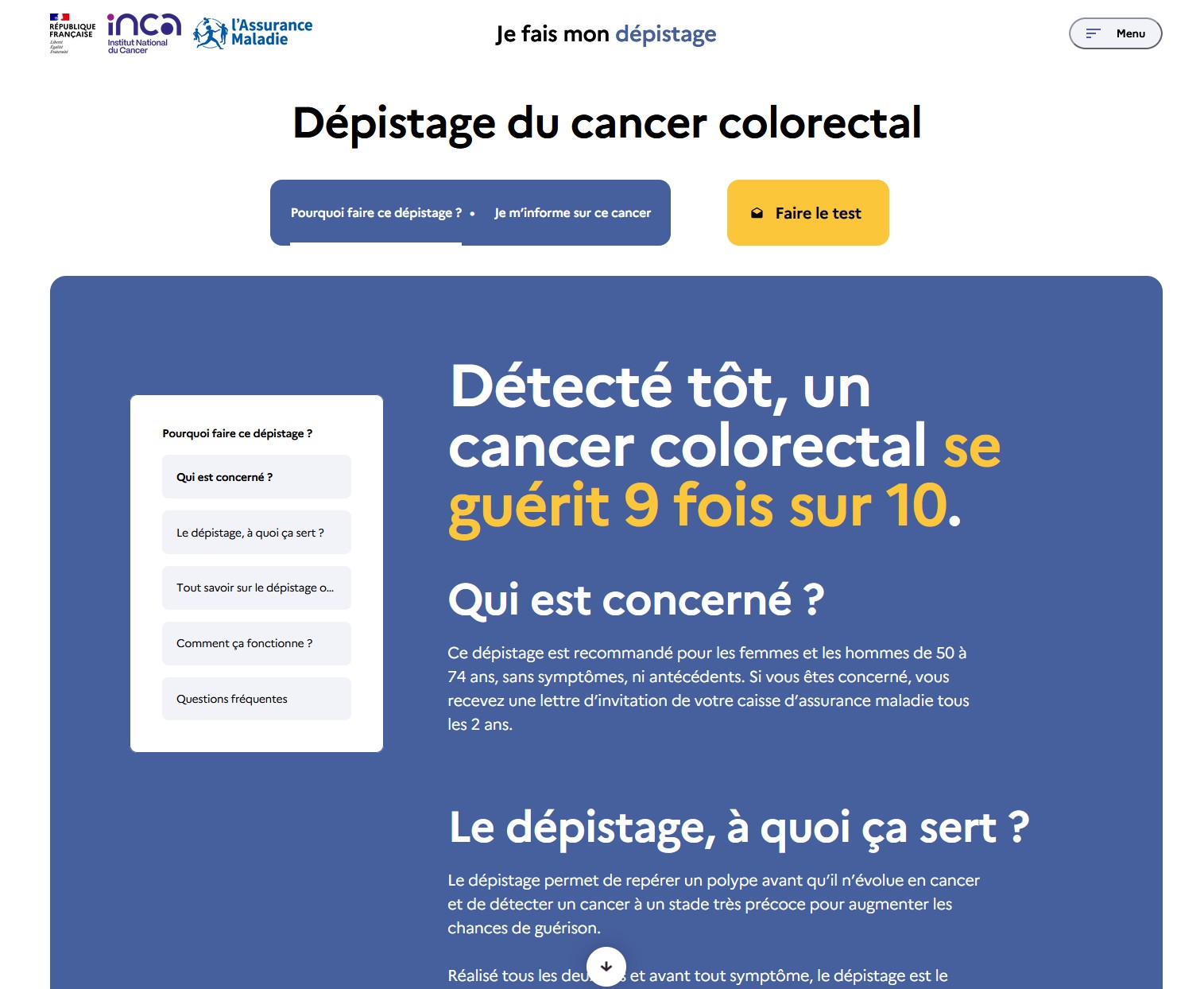 Dépistage cancer colorectal