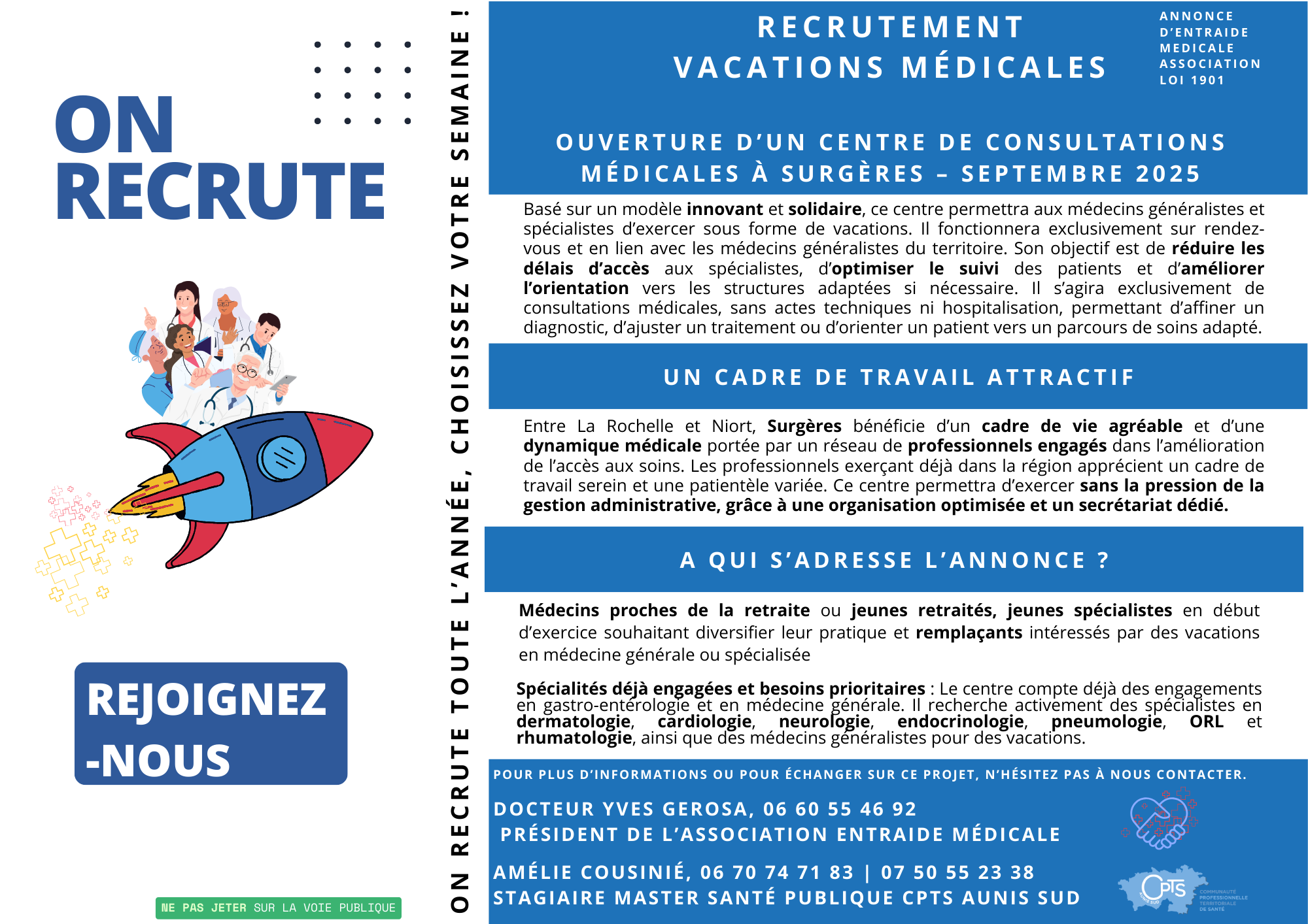 RECRUTEMENT VACATIONS MÉDICALES Ouverture d’un Centre de Consultations Médicales à Surgères – septembre 2025 (1)